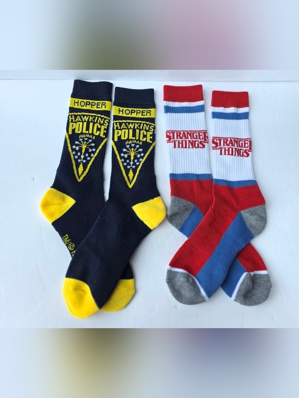 Stranger Things Netflix Socks, 2 Pairs New Without Tags Hawkins Police Hopper